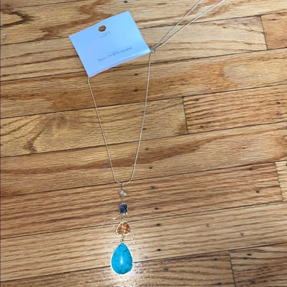 Loft Gold and Blue Pendant Necklace